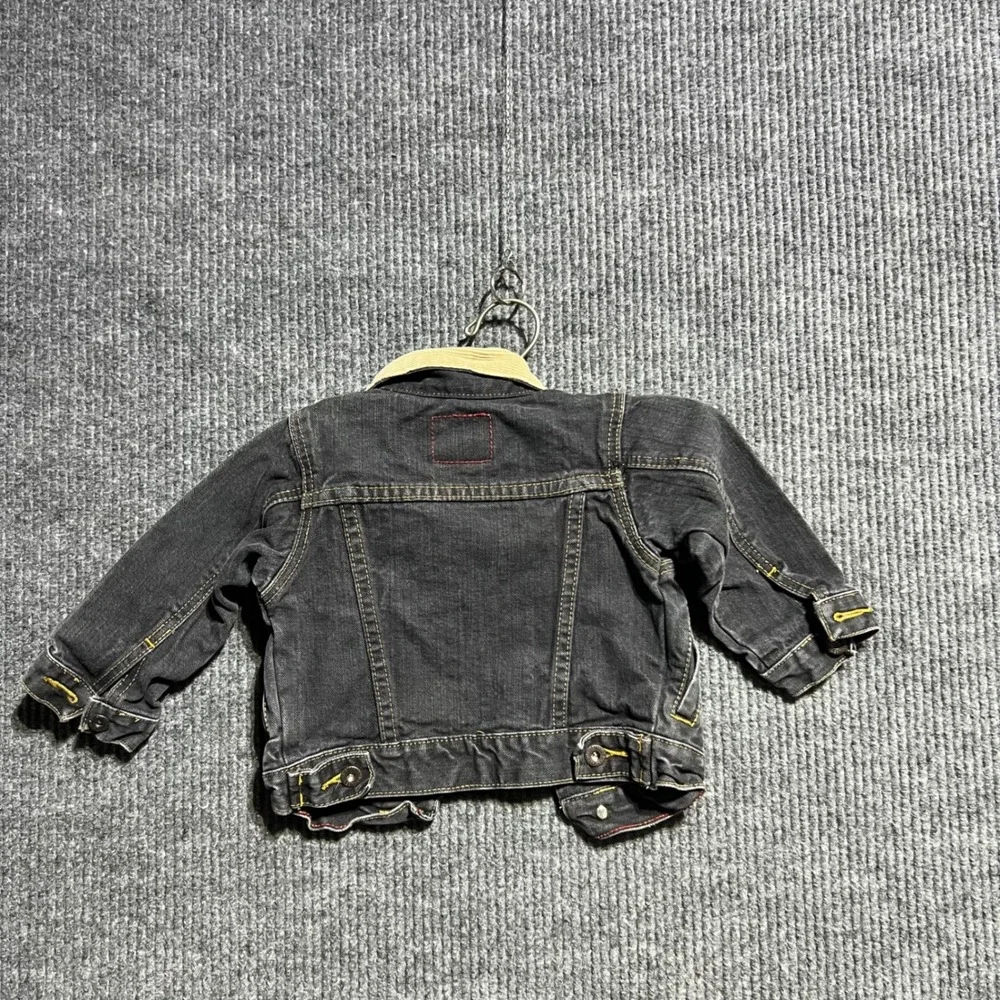 Levi Strauss Denim Jacket Boys 18M Black Corduroy Collar Trucker Signature